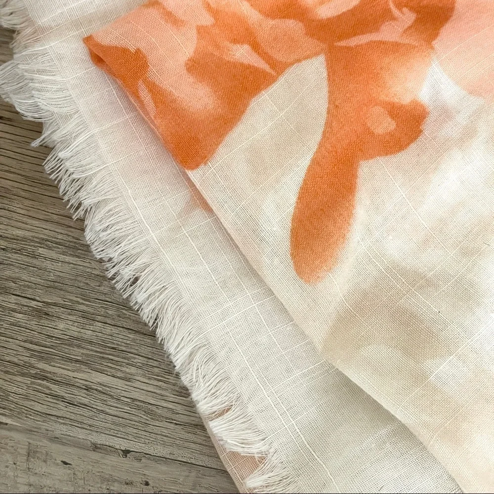 🌺 Morning Lavender Peach Ivory Fringe Lightweight Scarf Wrap NWT